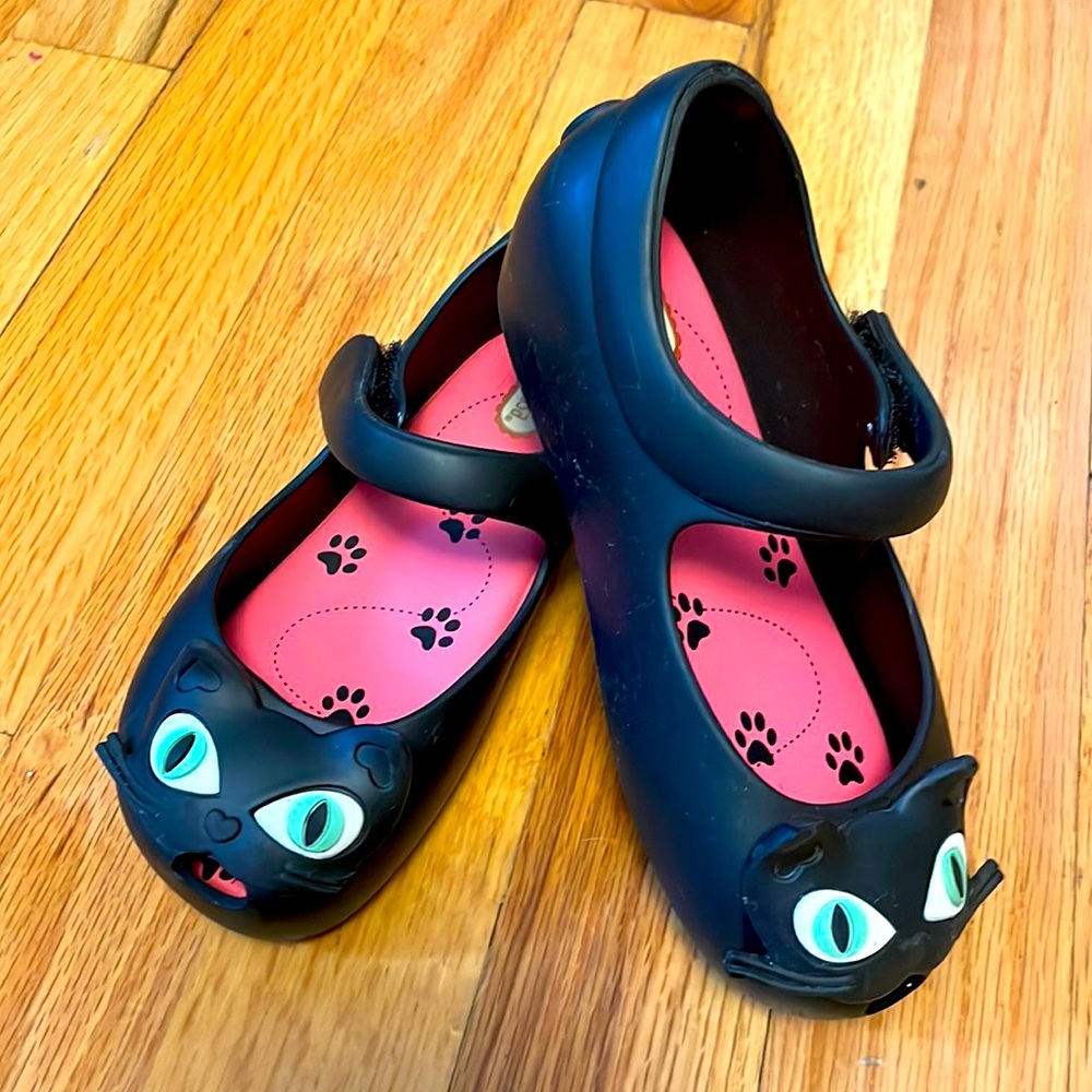 Mini Melissa Black Cat Jelly Shoe. Sz 10